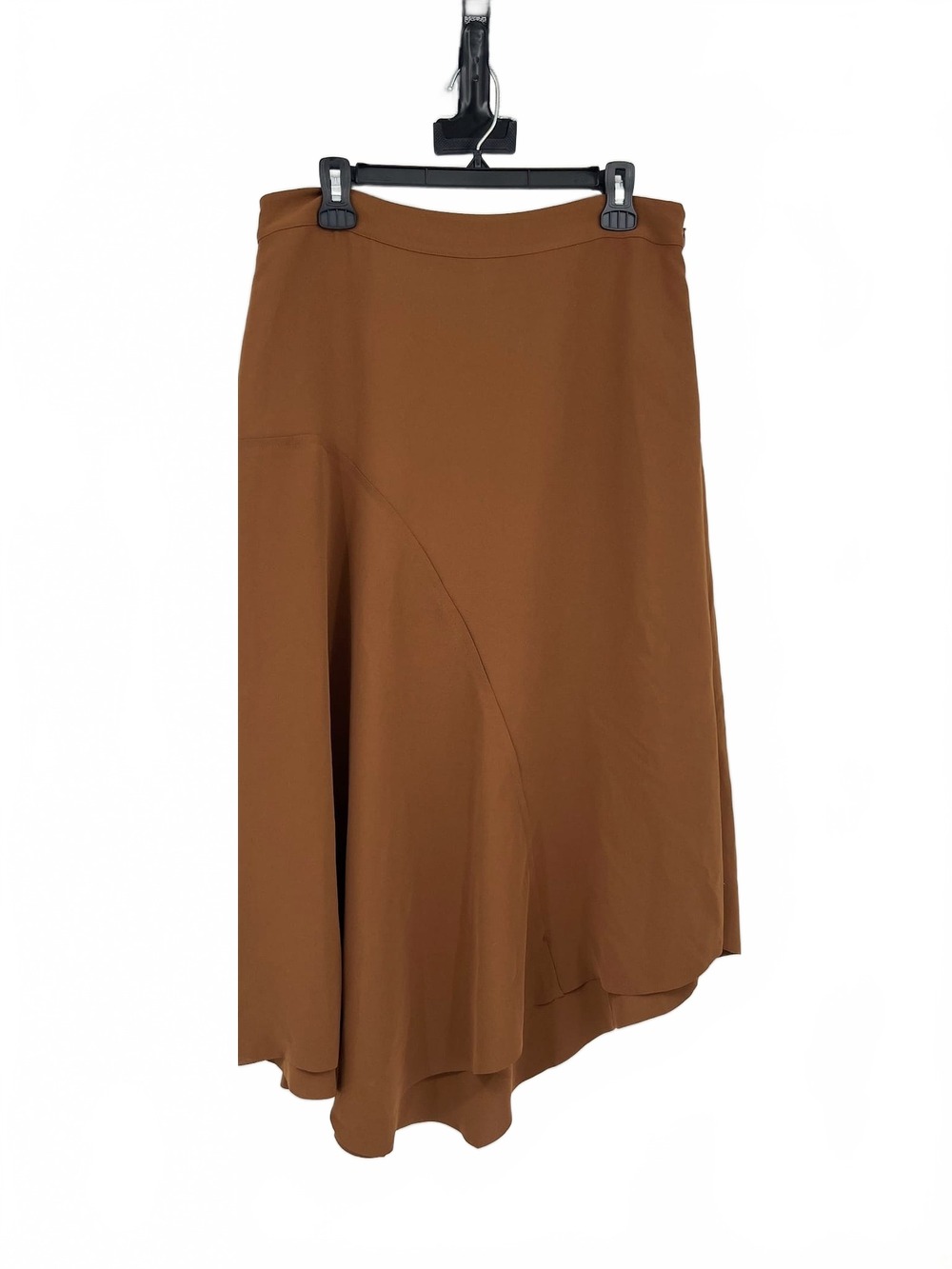Vince Brown Polyester Midi Skirt | Women’s Size 10, Asymmetrical A-Line